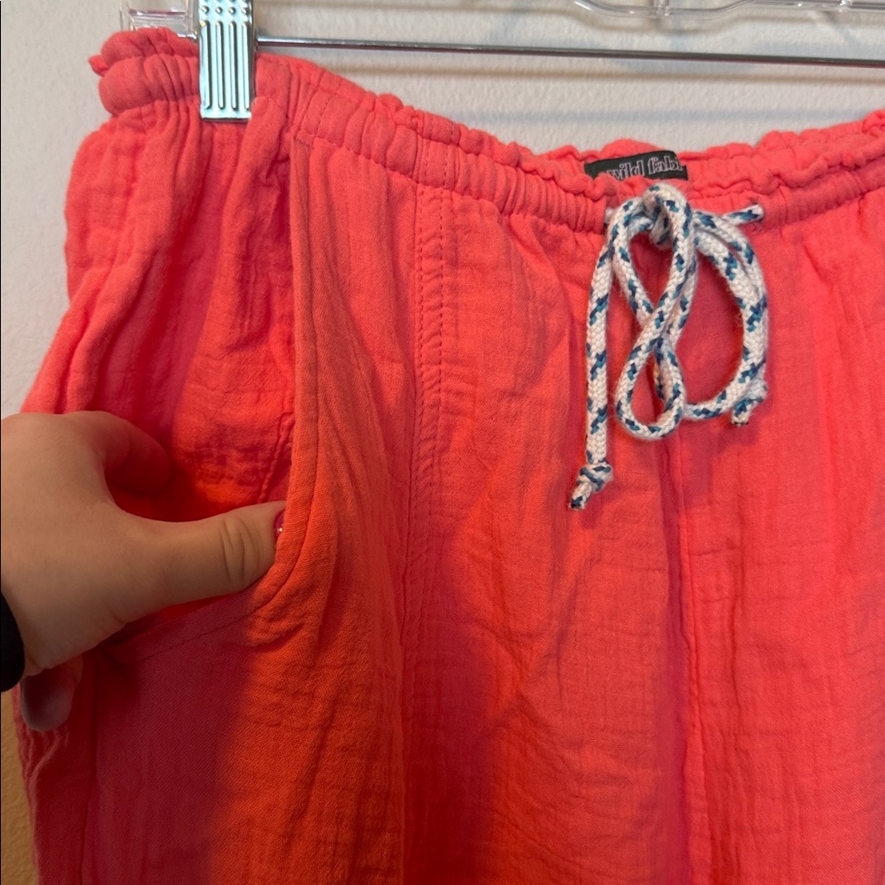 Wild Fable NWT Coral Drawstring Waist Linen Cargo Pants - Picture 2 of 7